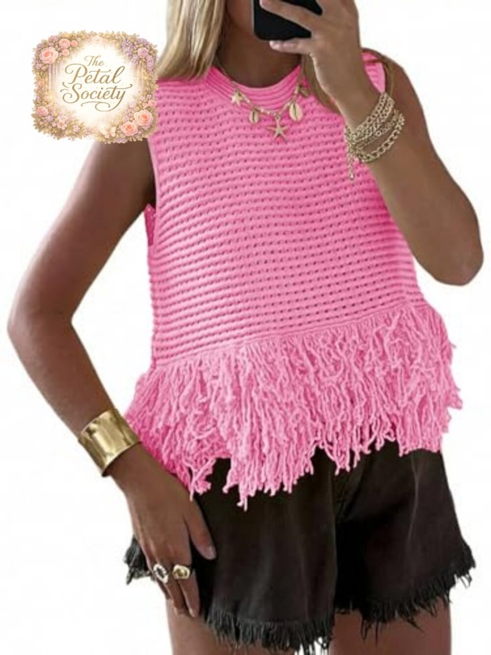 Crochet Crop Tank Top Fringe Boho Summer Sweater Vest